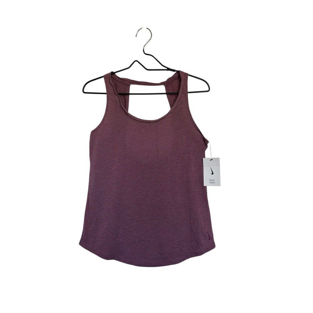 Nike Yoga Womens Open Back Training Tank Top Plum Dust CJ3687-671 Small NWT